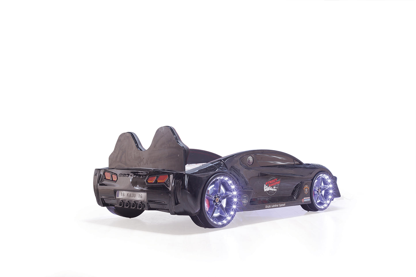 CAR BED (LED HEADLIGHTS+LED WHEELS, BLUETOOTH+SUBWOOFER, BUTTERFLY DOORS, LEATHER INTERIOR, REMOTE CONTROL)