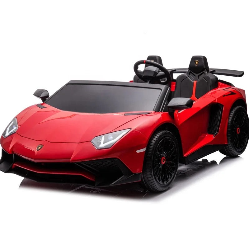 HUGE SIZE 24V LAMBORGHINI BRUSHED MOTOR (AGE: 6+, HIGH SPEED 10MPH, RUBBER WHEELS, TOUCHSCREEN TV, LEATHER SEATS, REMOTE CONTROL)